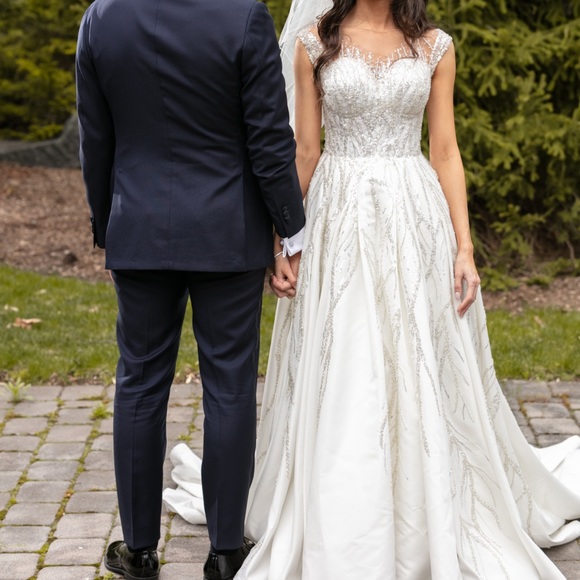 A-line Ombré Embellished Wedding Dress - Picture 4 of 7